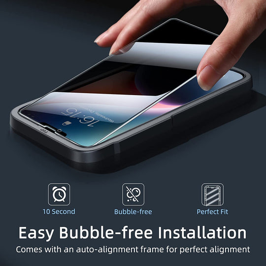 Privacy Screen Protector for Iphone 13/13 Pro/14 [2-Pack][6.1 Inch] Display Tempered Glass Film with Easy Installation Frame, Ultra HD, 9H Hardness, Scratch Resistant, Case Friendly, Full Coverage