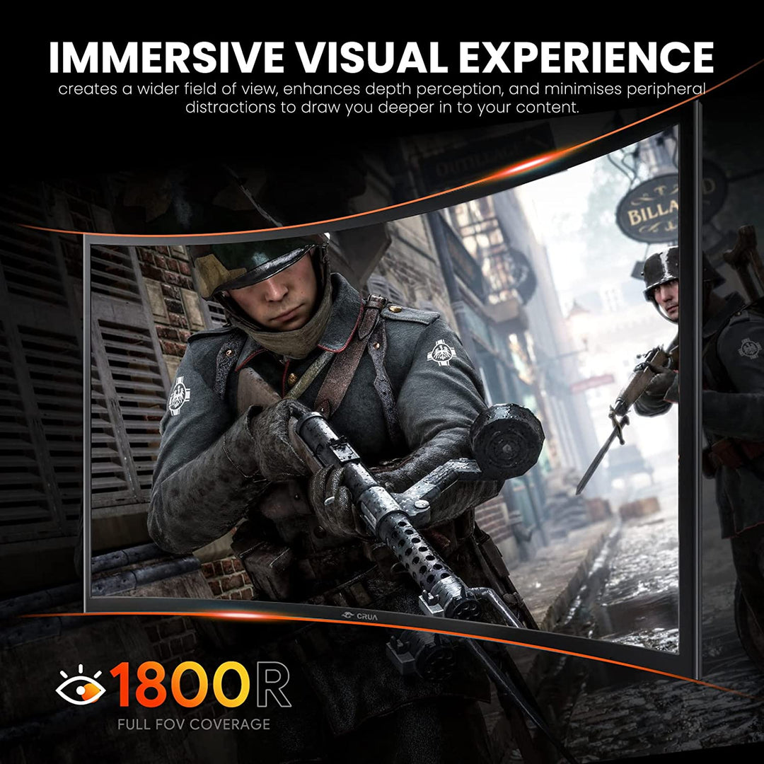 27" 144Hz/165Hz Curved Gaming Monitor, Full HD 1080P 1800R Frameless Computer Monitor, 1Ms GTG with Freesync, Low Motion Blur, Eye Care, VESA, Displayport, HDMI, Black