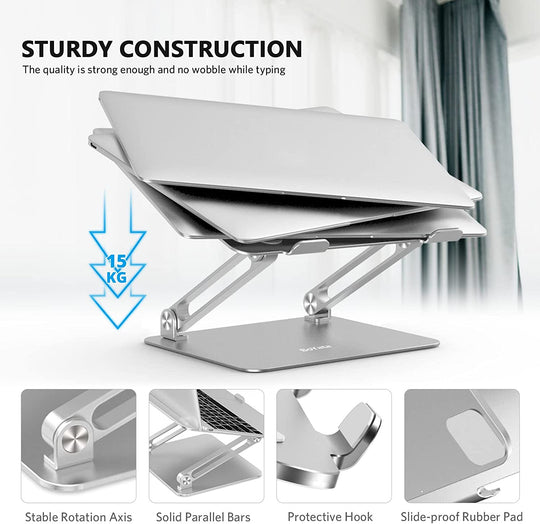 Laptop Stand, Laptop Holder, Multi-Angle Stand with Heat-Vent, Adjustable Notebook Stand for Laptop up to 17 Inches, Compatible for Macbook Pro/Air, Surface Laptop, and so on (Silver)