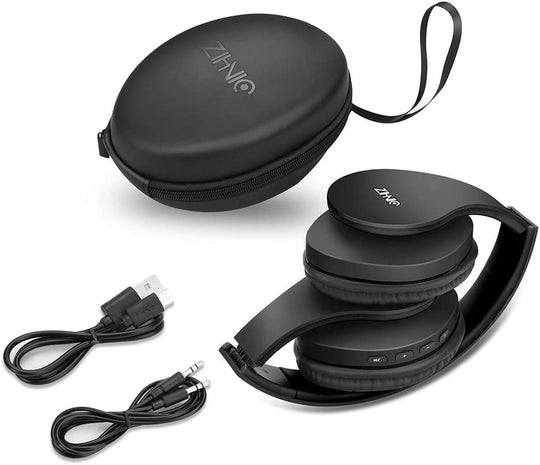Bluetooth Headphones Over-Ear, Foldable Wireless and Wired Stereo Headset Micro SD/TF, FM for Cell Phone,Pc,Soft Earmuffs &Light Weight for Prolonged Wearing (Black)