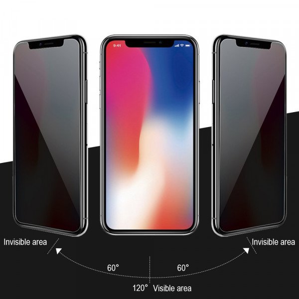 Privacy Anti-Spy Full Cover Tempered Glass Screen Protector for iPhone 11 Pro Max (6.5in) / XS Max (Privacy)