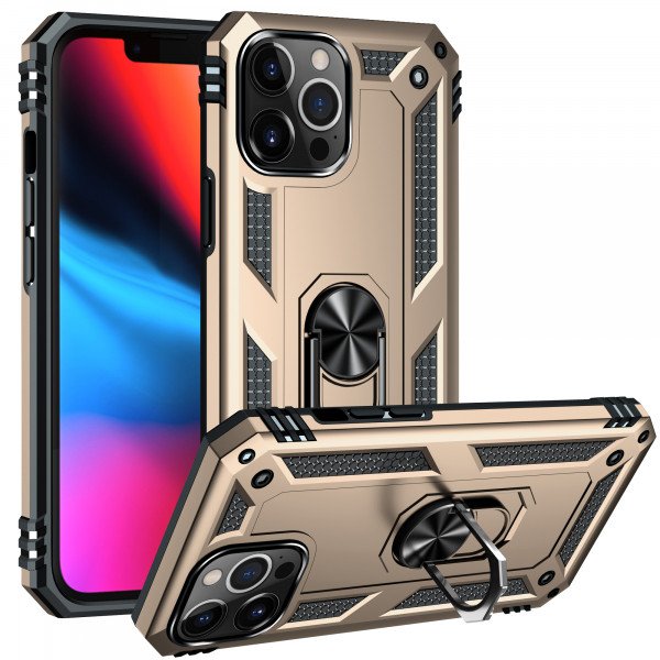 Tech Armor Ring Stand Grip Case with Metal Plate for Apple iPhone 13 Pro Max