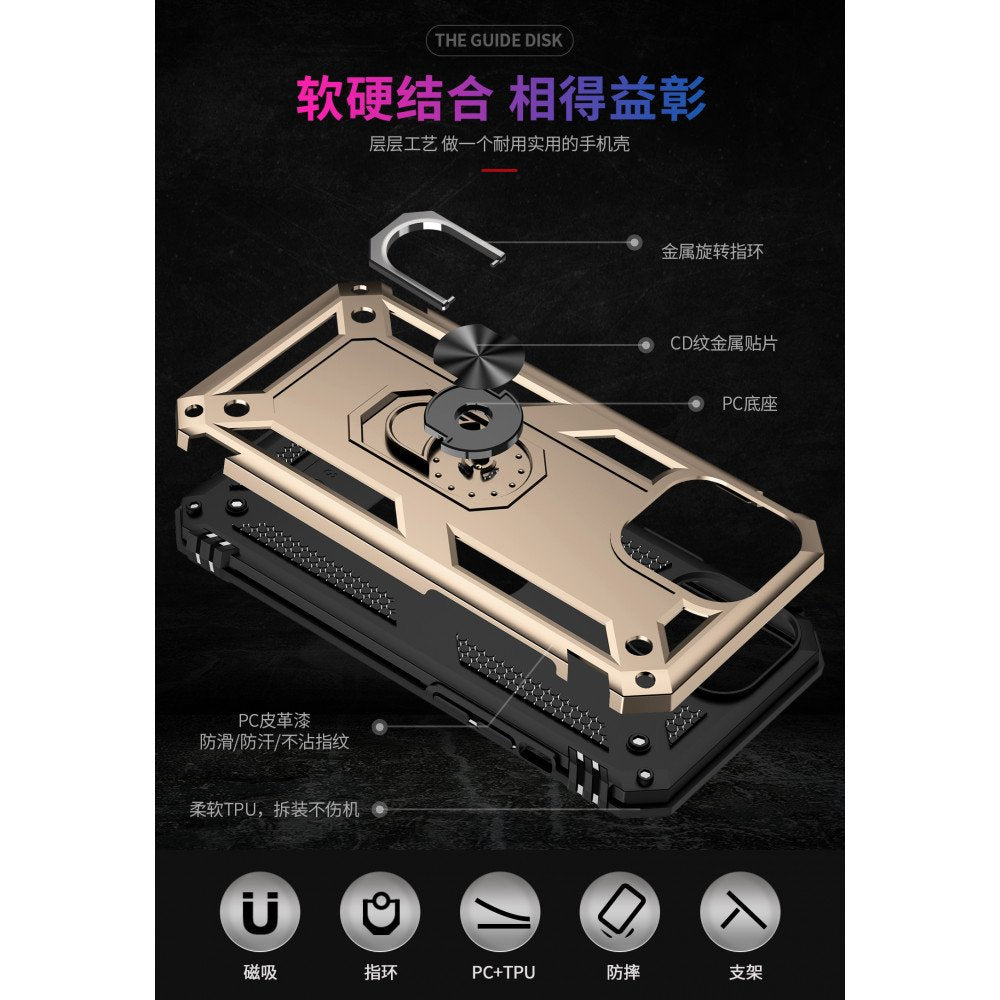 Tech Armor Ring Stand Grip Case with Metal Plate for Apple iPhone 13 Pro Max