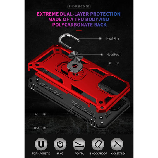 Tech Armor Ring Stand Grip Case with Metal Plate for Apple iPhone 13 Pro Max