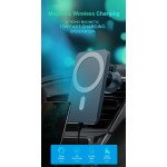 Car Magnetic Magsafe Style Magnetic Airvent Holder Wireless Charger 15W T200 for Apple iPhone XMax/11/12/13/14  / Magsafe Case (Black)