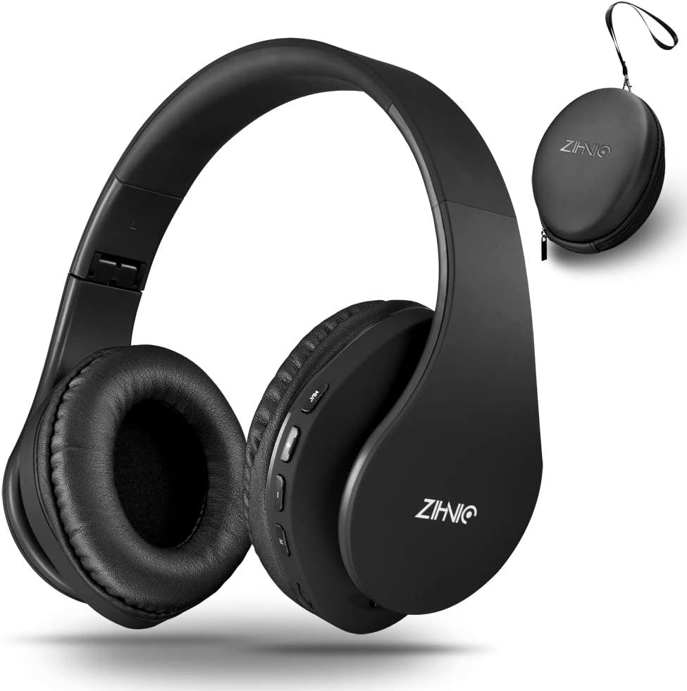 Bluetooth Headphones Over-Ear, Foldable Wireless and Wired Stereo Headset Micro SD/TF, FM for Cell Phone,Pc,Soft Earmuffs &Light Weight for Prolonged Wearing (Black)