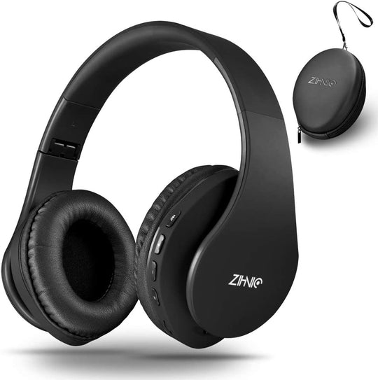 Bluetooth Headphones Over-Ear, Foldable Wireless and Wired Stereo Headset Micro SD/TF, FM for Cell Phone,Pc,Soft Earmuffs &Light Weight for Prolonged Wearing (Black)