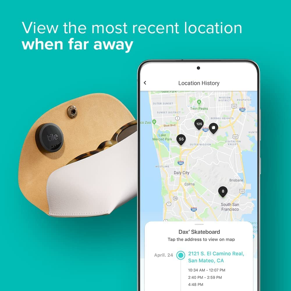 Sticker 1-Pack. Small Bluetooth Tracker, Remote Finder and Item Locator, Pets and More; up to 250 Ft. Range. Water-Resistant. Phone Finder. Ios and Android Compatible, Black
