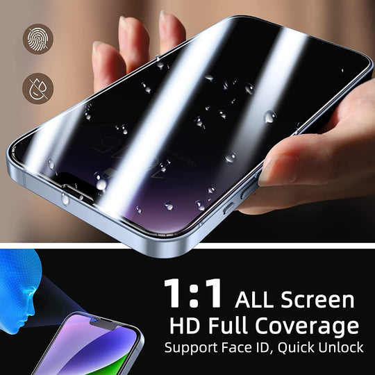 Privacy Screen Protector for Iphone 13/13 Pro/14 [2-Pack][6.1 Inch] Display Tempered Glass Film with Easy Installation Frame, Ultra HD, 9H Hardness, Scratch Resistant, Case Friendly, Full Coverage