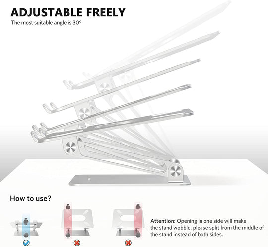Laptop Stand, Laptop Holder, Multi-Angle Stand with Heat-Vent, Adjustable Notebook Stand for Laptop up to 17 Inches, Compatible for Macbook Pro/Air, Surface Laptop, and so on (Silver)
