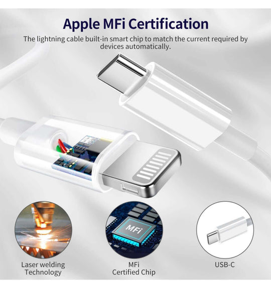 3-Pack iPhone 14 13 12 11 Fast Charger,【Apple MFi Certified】 20W PD USB C